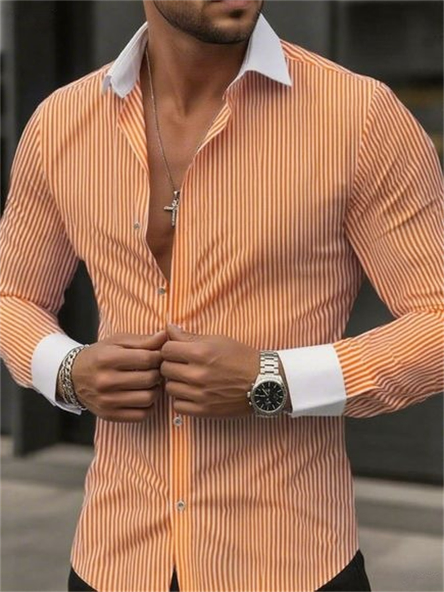 Men's slim-fit striped lapel l - đánh giá và giá Men Formal Wear Shirts