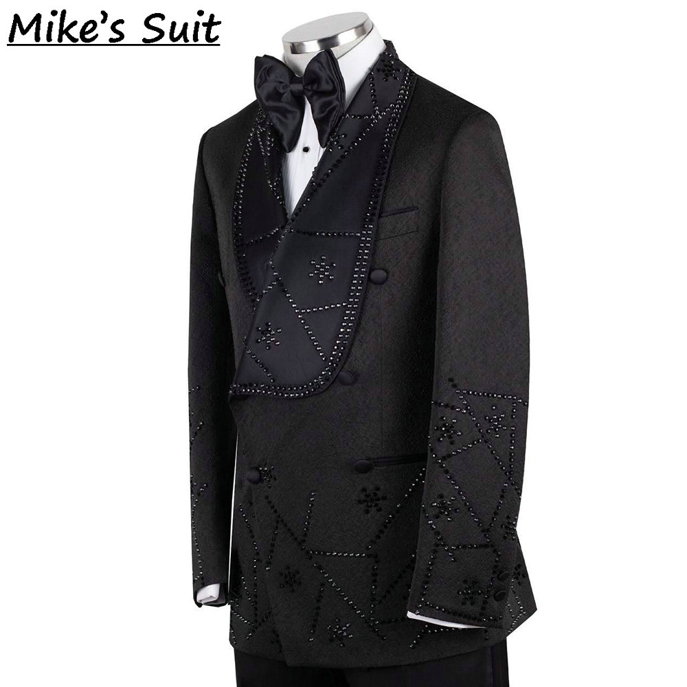 Black Jacquard Gems Beading 2  - đánh giá và giá Men'S Formal Wear No Suit