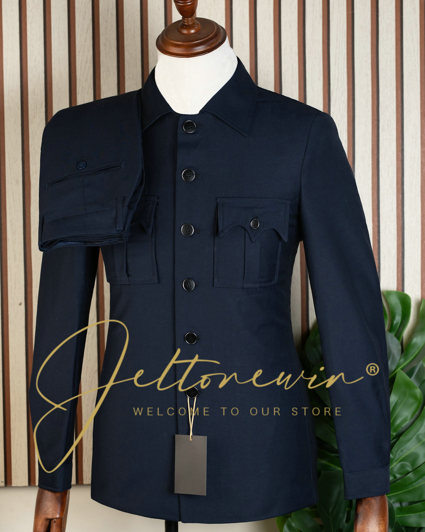 Men's Navy Blue Two Piece Suit - đánh giá và giá Latest Men Formal Wear