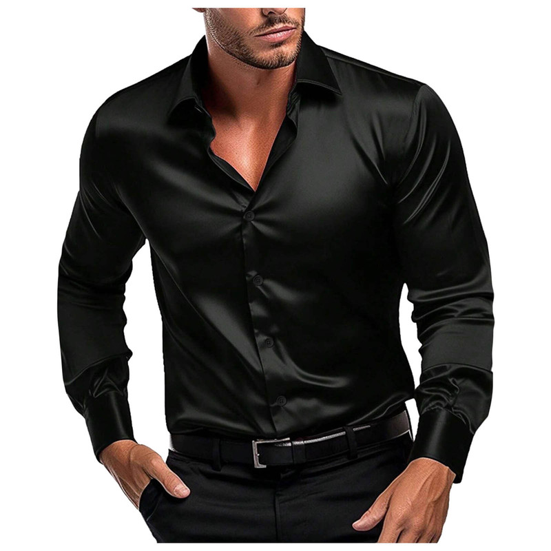 Mens Glossy Satin Long Sleeve  - đánh giá và giá Mens Formal Look