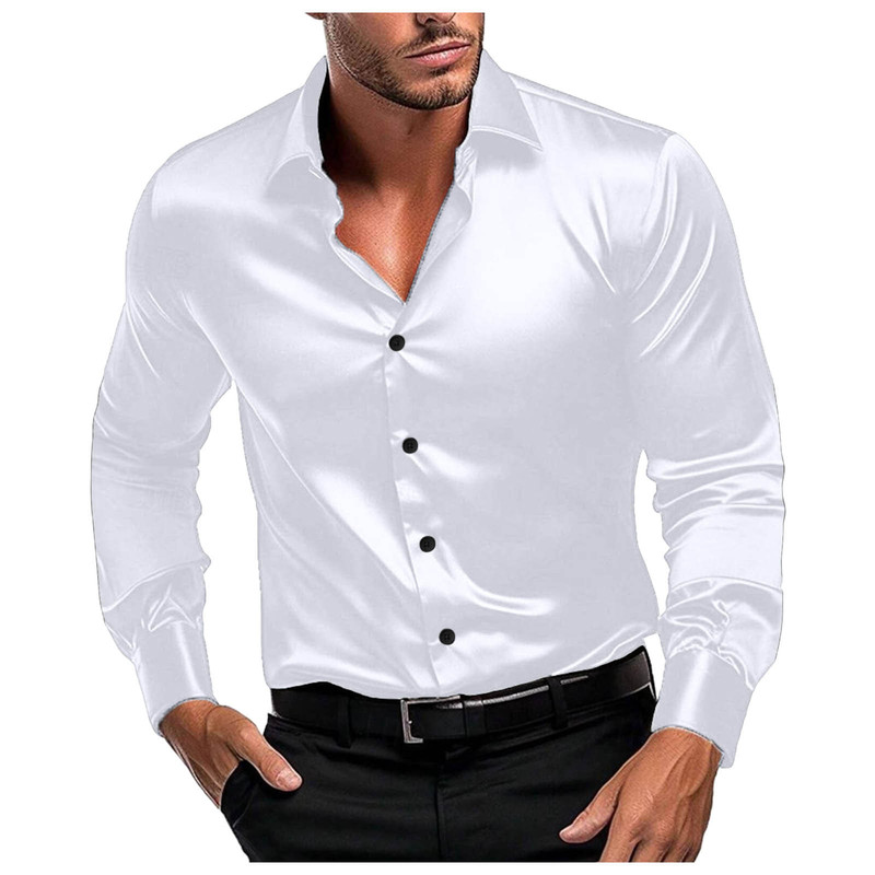 Mens Glossy Satin Long Sleeve  - đánh giá và giá Mens Formal Look