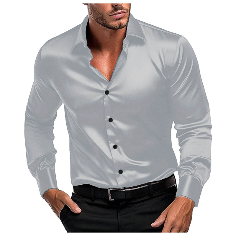 Mens Glossy Satin Long Sleeve  - đánh giá và giá Mens Formal Look